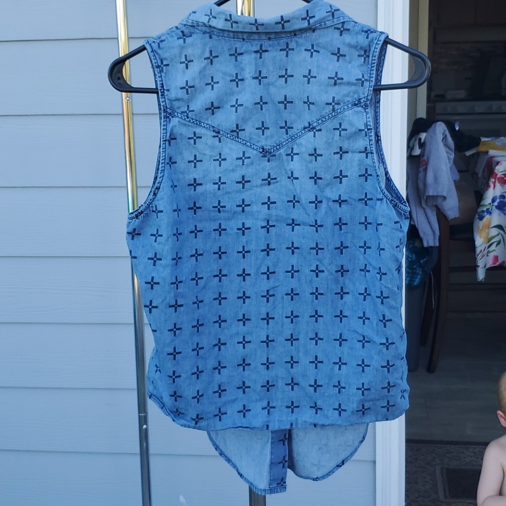 Vans Patterned Denim Button Down Vest - image 2